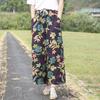 Sommer Lockere Vintage Hose für Damen Baumwolle Leinen Retro Ethno Stil Weitbein Hose Elastischer Bund Cropped Hose