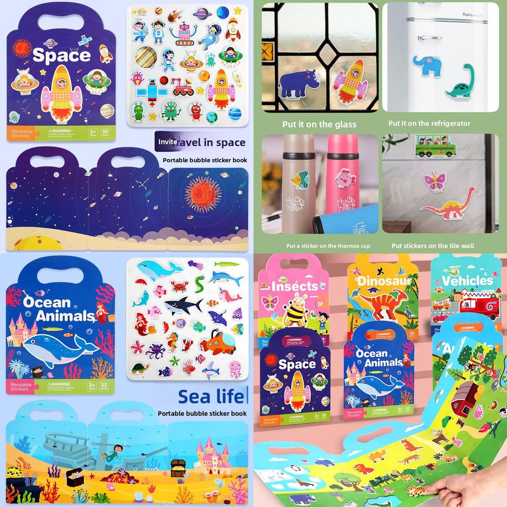 Children Sticker Book With Reusable Paper And Bubble Stickers For Early Learning And Brain Development
