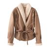Za New Fall Women's Clothing 2025 Fashion Style Fashion Suede Faux Lamb Wool Jacket Shoelace Short Coat