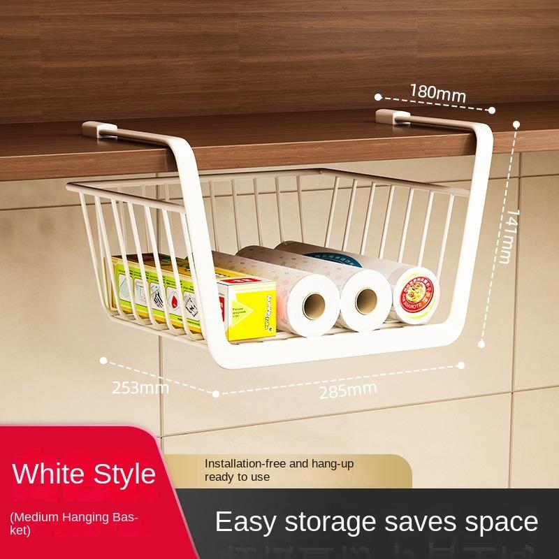 

Полая подвесная сетчатая корзина, выдвижной ящик, корзина под шкаф, кухонные аксессуары White-Medium