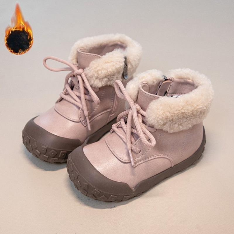 

Зимние флисовые короткие ботинки на мягкой подошве для девочек, снегостойкие лыжные ботинки, теплые меховые ботинки с двойным хлопком 33 розовый