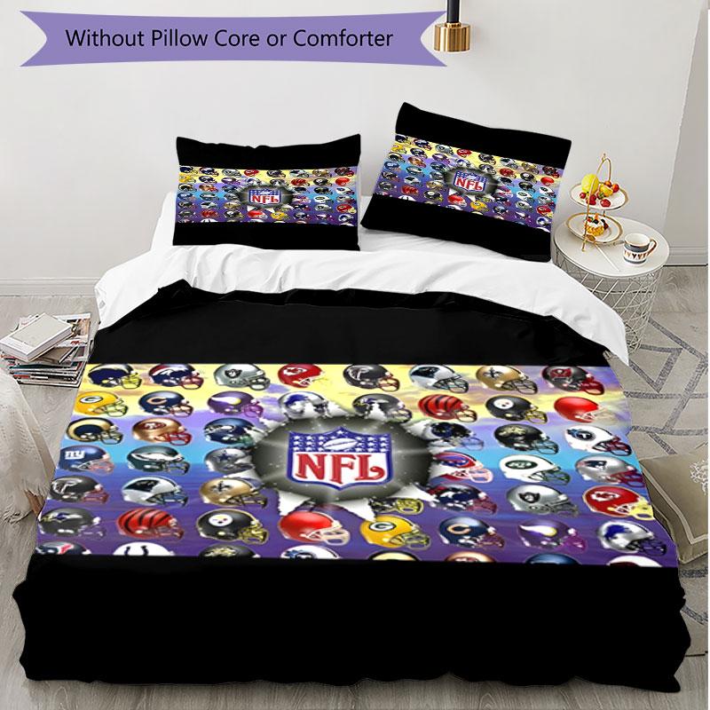 3-teiliges Bettbezug-Set (1 * Bettbezug + 2 * Kissenbezug, ohne Kern), NFL Print Weiches All-Season Bettwäscheset, Heim Schlafzimmer Dekor Geschenk