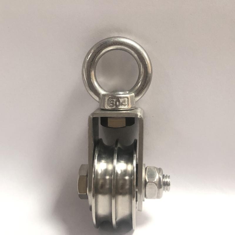 Double Wheel Quiet Bearing Pulley With Safety Lock U Grooves Bearing Pulley For Warehouse And Home Use