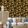 Golden Hibiscus Wallpaper Ochre and Gold, Subtle Detail 50x1000