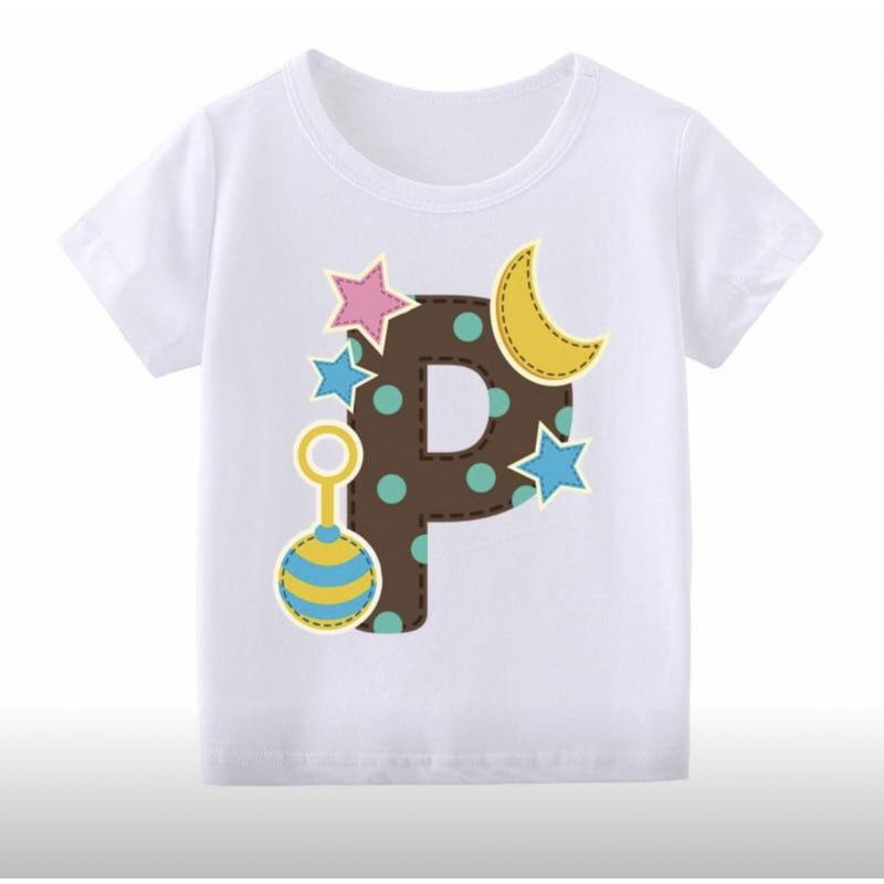 26 English Alphabet Cartoon Printed T-Shirt Children'S Jacket