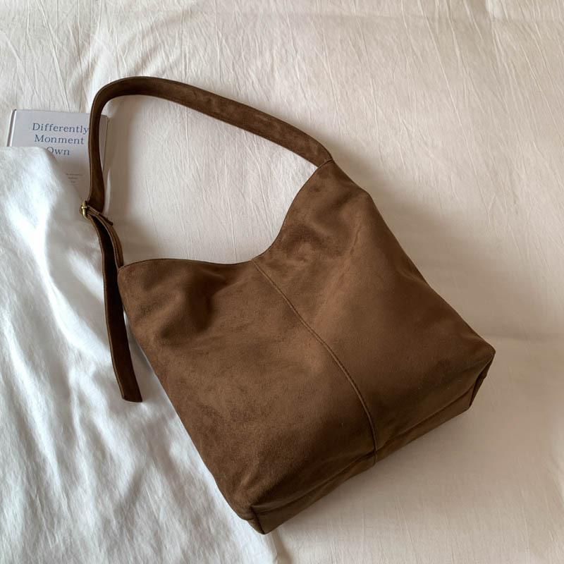 Retro Suede Tote Bag Women's 2025 New Large-capacity Foreign Fashion Crossbody Bag Simple and High-end Shoulder Bag