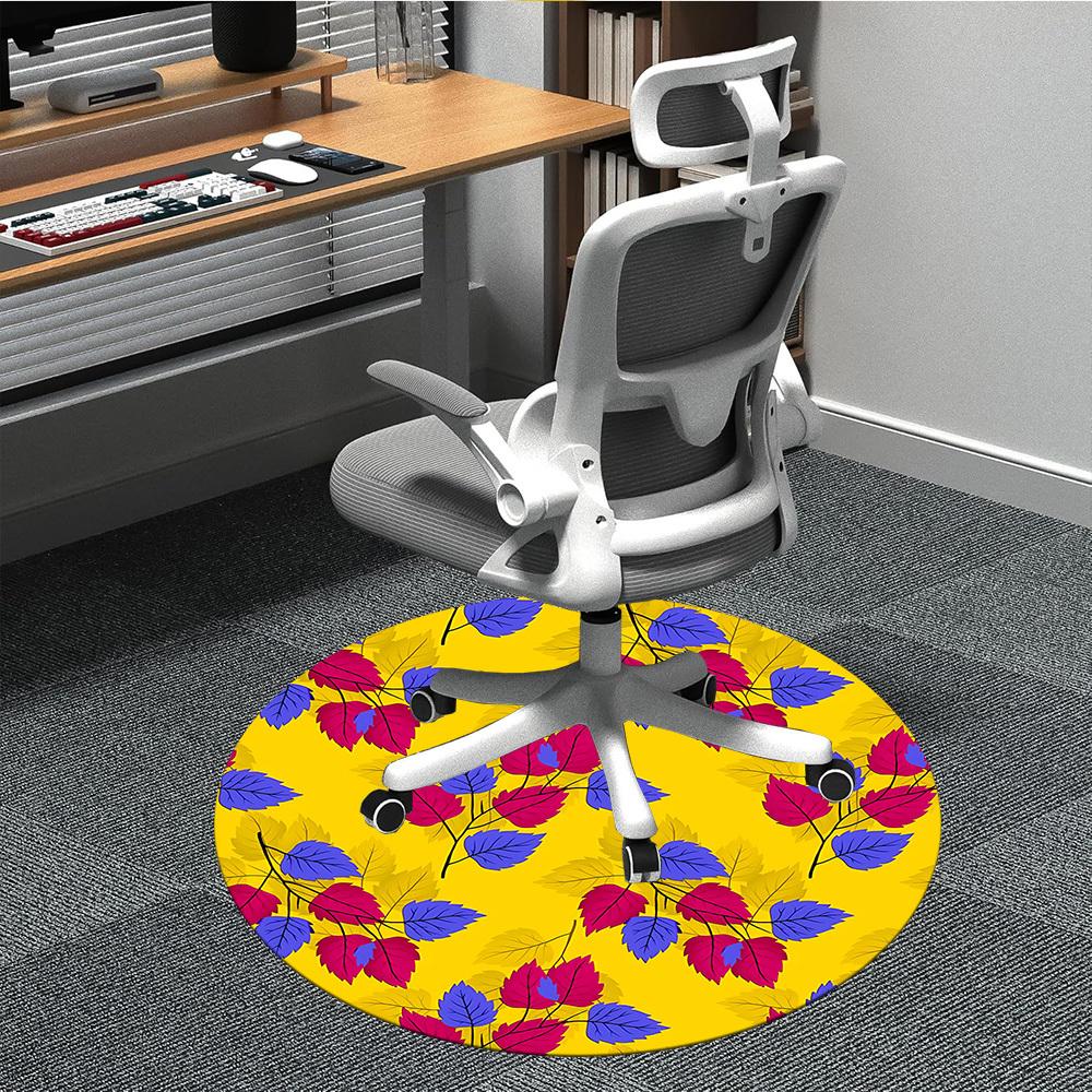 1pc Autumn Leaves Pattern Office Round Rug, Non-slip, Soft and Durable Office Rug for Interior Decoration, Perfect for Office, Beautiful Decoration Yy