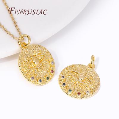 18K Vergoldete Türkische Teufelsauge Anhänger Für Halsketten, Runde Charms Für Schmuckherstellung Zubehör DIY Accessoires