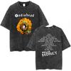 Summer Hot Sale Vintage Washed Rock Band Radiohead Pablo Honey Tour T Shirts Unisex Hip Hop Gothic Tshirt Harajuku Punk Tshirt