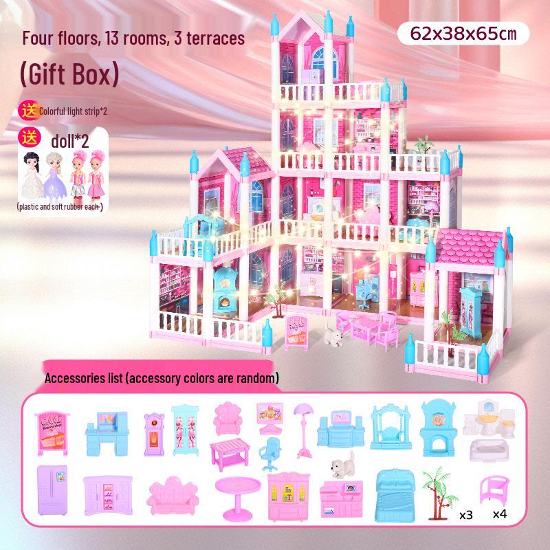 DIY Princess Dollhouse - Children's Pretend Play Castle Villa Set