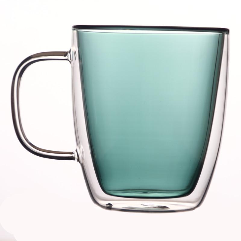 

Кружка для кофе из двухслойного цветного стекла с высоким содержанием боросиликата - Скандинавская мода, термоизолированная чашка Fully Transparent