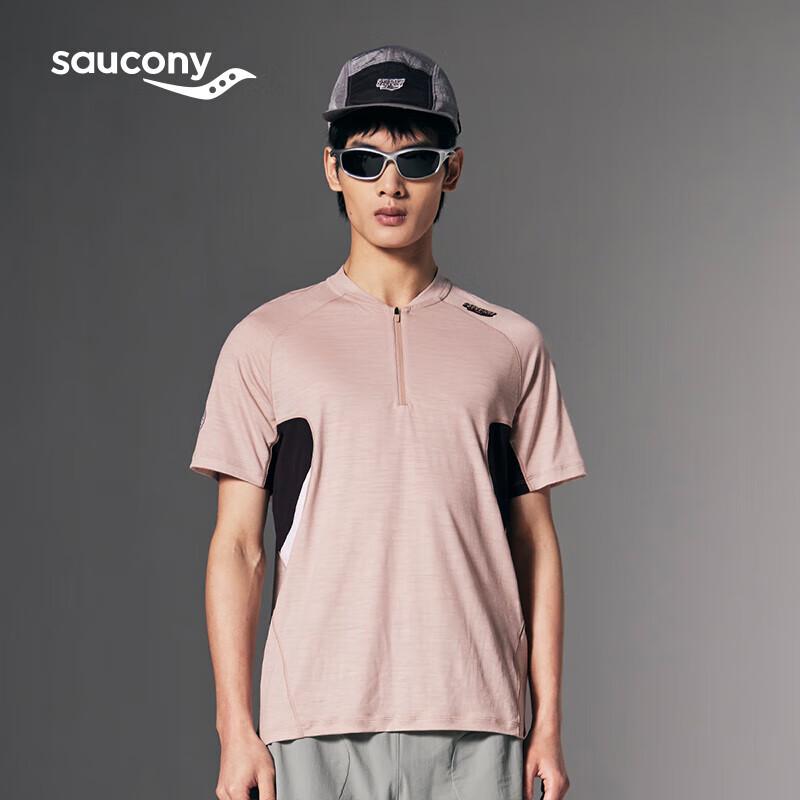 

Мужская футболка Saucony с круглым вырезом, на молнии, с коротким рукавом L
