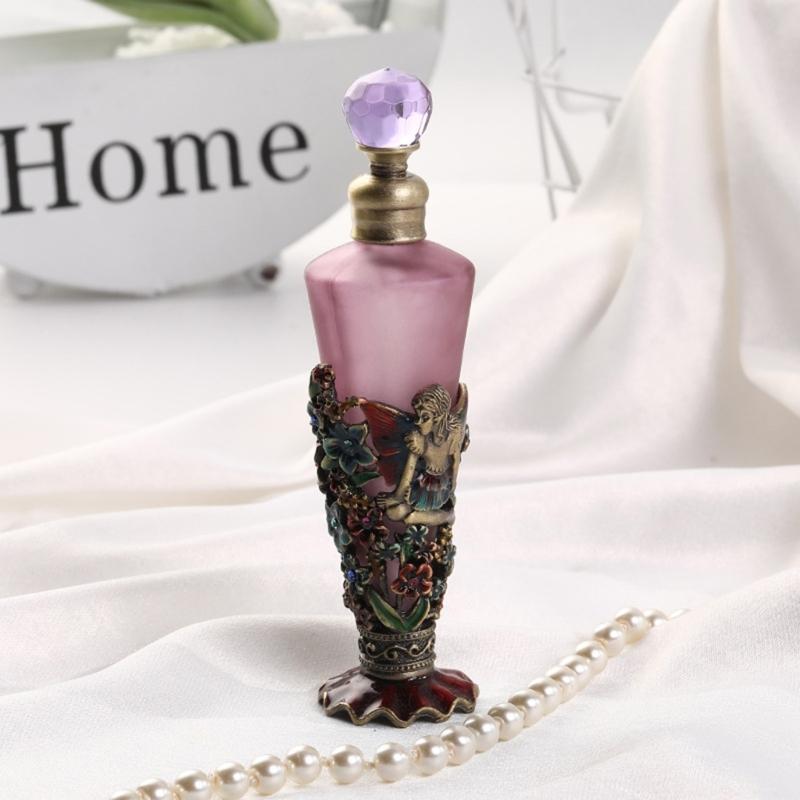 Artistic Conical Shape 25ml Empty Perfume Bottle Glass And Zinc Alloys Featuring Enamel Design