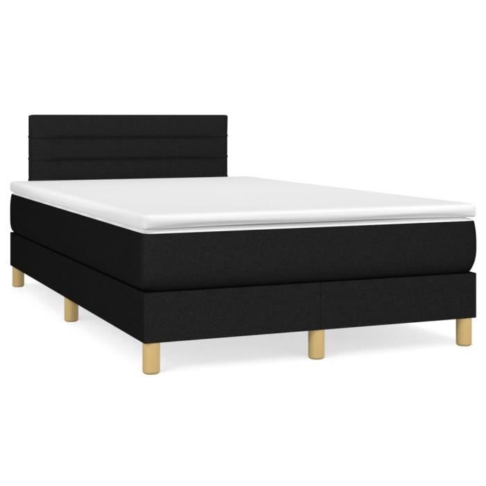 3140683 vidaXL Lit à sommier tapissier avec matelas Noir 120x200 cm Tissu
