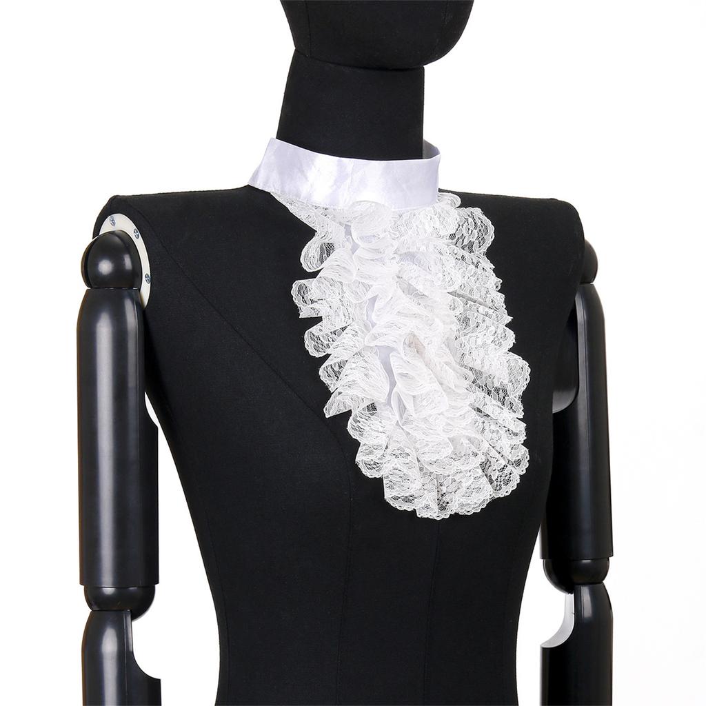 Viktorianische Renaissance Abnehmbares Rüschenspitzenjabot Falscher Kragen für Steampunk Halloween Cosplay Kostüm Accessoire