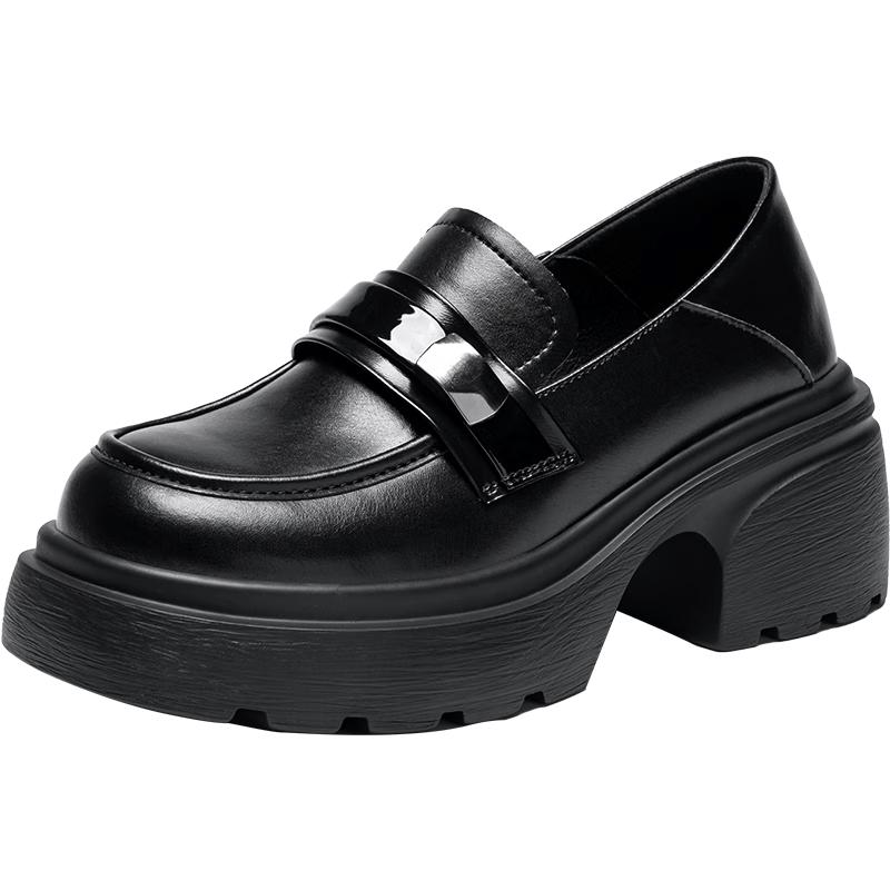 ZHR Women s Classic British Style Block Heel Loafers 37