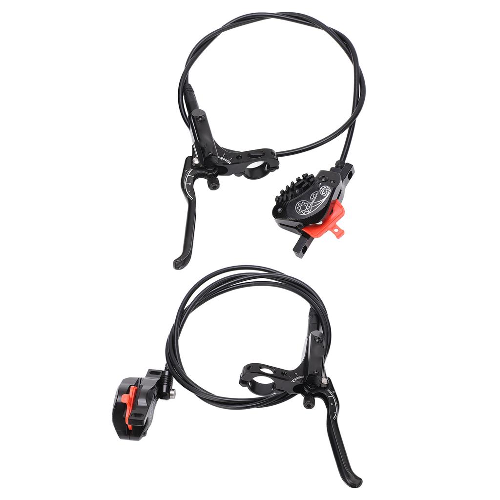 Hydraulic Disc Brake Set Aluminum Alloy 4 Piston Front and Rear Bilateral Hydraulic Brake for Mountain Bike Black