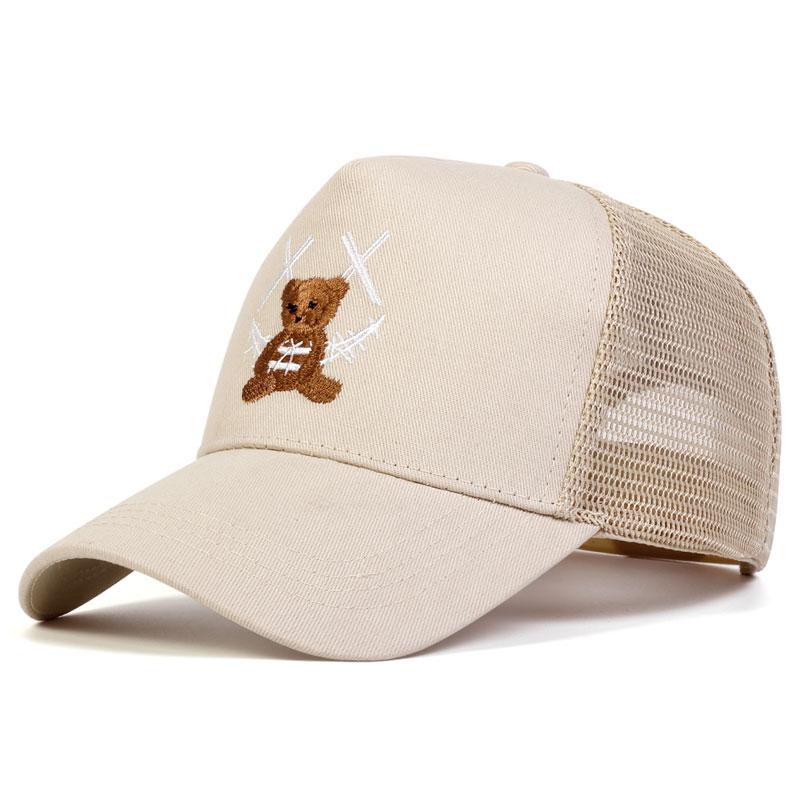 

1Piece Unisex Lovely Xx Bear Embroidery Baseball Net Hat Outdoor Adjustable Sunscreen Leisure Hat Spring Summer Travel Vacation