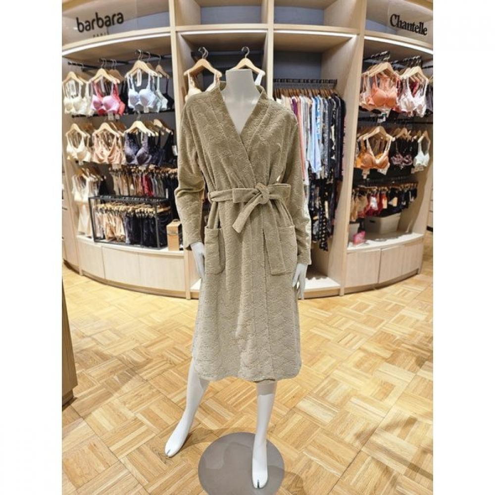 BARBARA Женский велюровый жаккардовый халат S Agw4591r beige/85