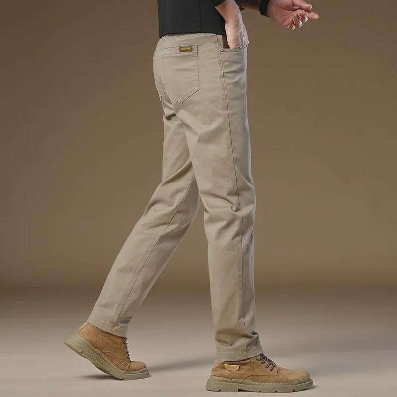 Men's Slim Fit Elastic Belt Cotton Suit Pants for Autumn/Winter 2024