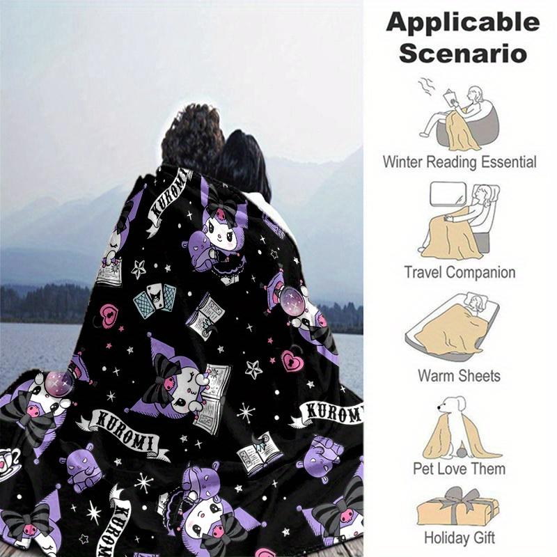 1pc. Cute Kuromi Cat Print Blanket - Perfect for Home, Office, Outdoor Use & G