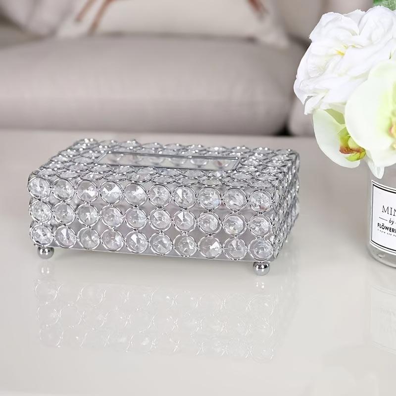 

1 Роскошный золотой хрустальный держатель для салфеток - Элегантный металлический органайзер для салфеток - Идеально подходит для декора ванной комнаты, гостиной, спальни