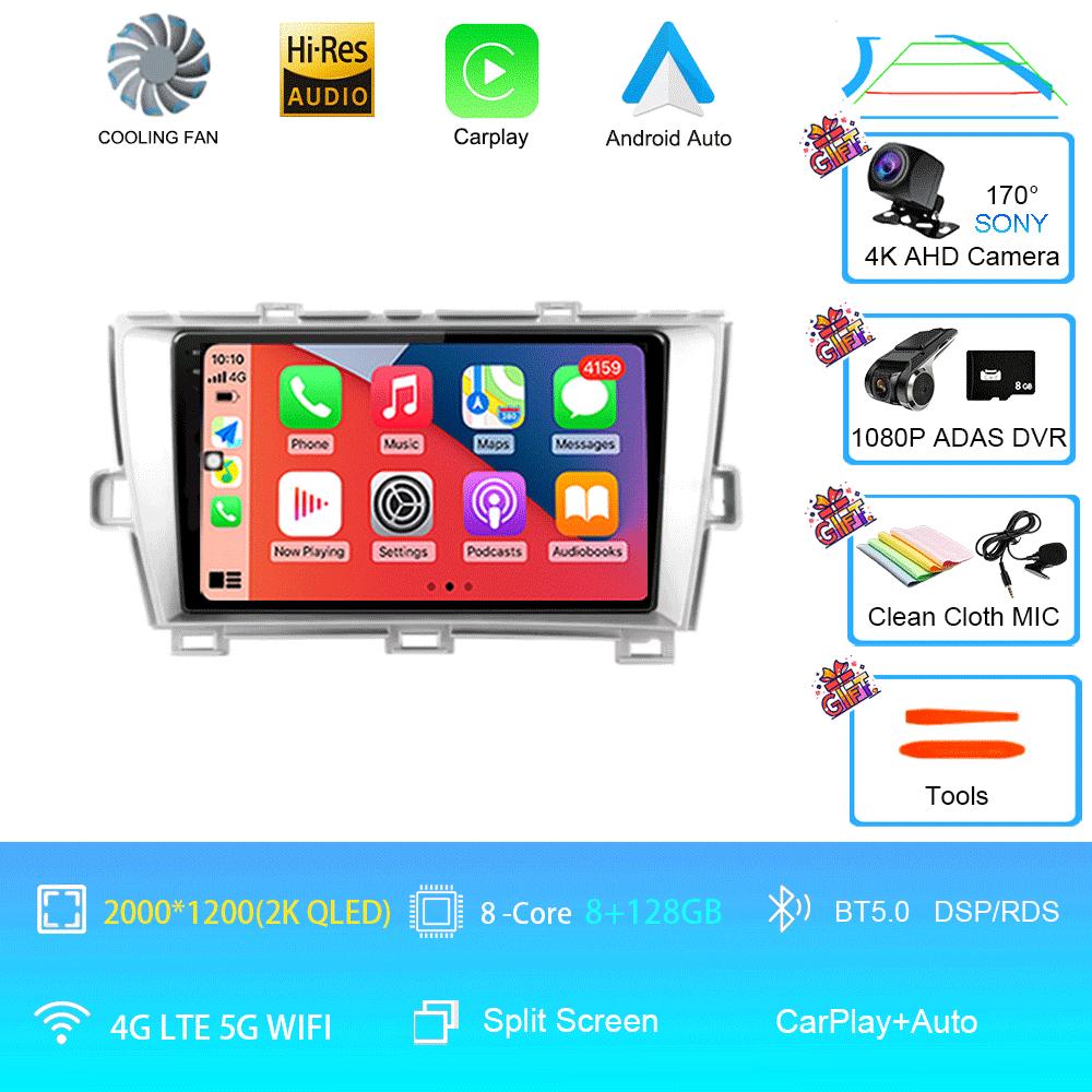QLED DSP Car Radio Android 14 For Toyota Prius XW30 2009 - 2015 Multimedia Video Player GPS Navigation Stereo Carplay 4G WIFI BT