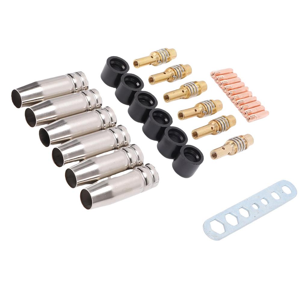 MIG Welding Gun Kit Fit for MB15 15AK Welder Conductive Nozzle 0.03in Tips Diffuser Connector Rods Wrench and Caps