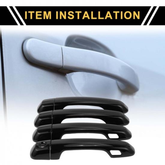 4 st Yttre dörrhandtagsskydd för Toyota 4Runner 2010- med 2 knappsatser Svart