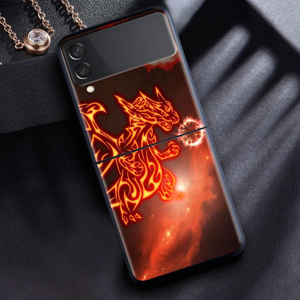 Anime Pokemon Japan Cell Case For Samsung Galaxy Z Flip 3 4 5G Fashion Z Flip3 Luxury Black Hard Back Phone Coque Cover