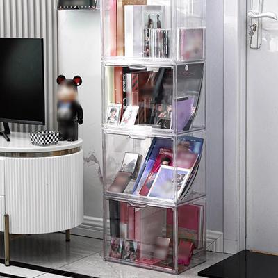 Acryl Stapelbare Transparente Buchaufbewahrungsbox mit Magnetverschluss Klare Acryl-Vitrine für Wohnzimmer Schlafzimmer