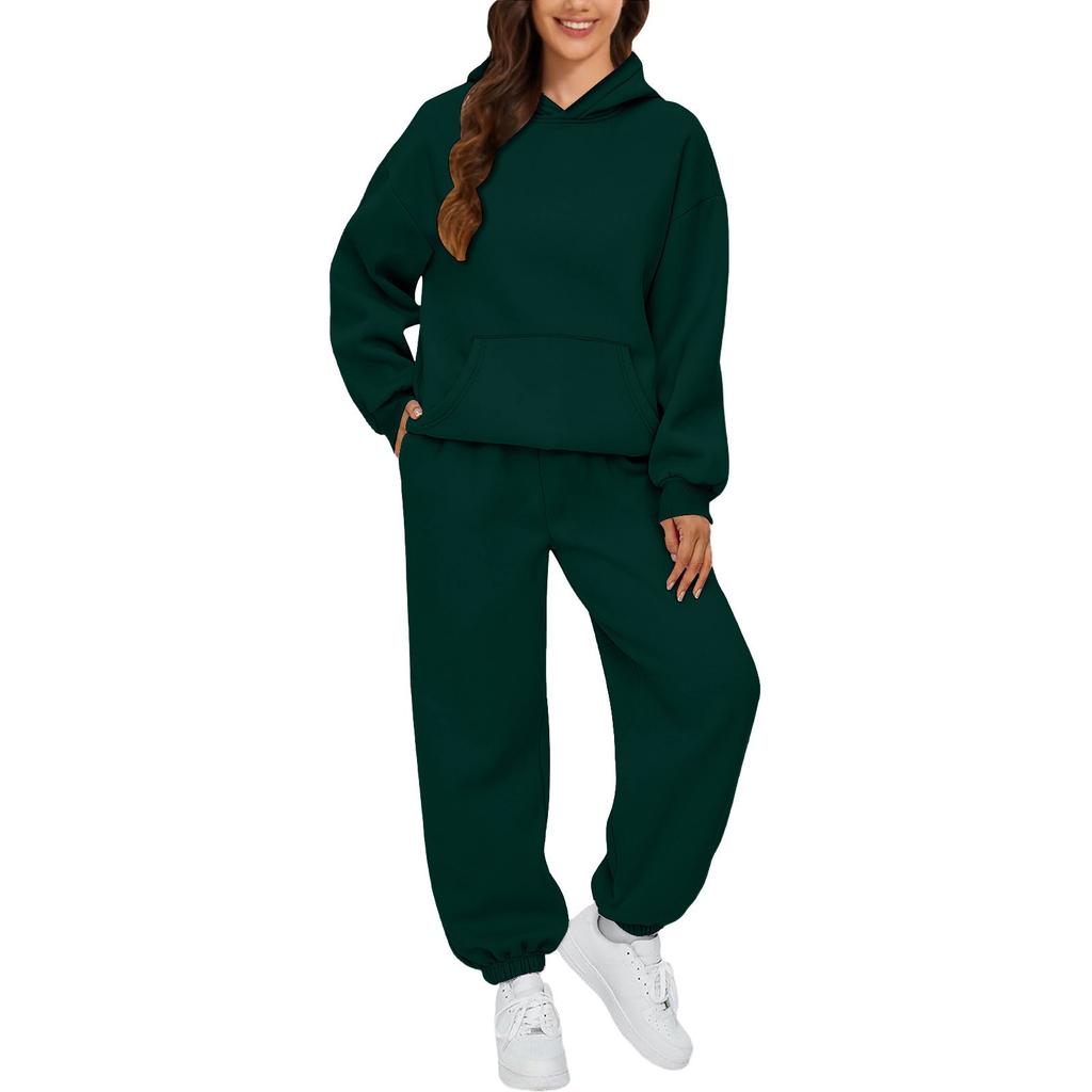 Women's Fall/Winter Casual Two-Piece Set Hooded Sweatshirt and Sweatpants