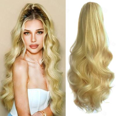 Synthetic Long Claw Water Wave Curly Ponytail Wig Extensions Soft Hairpiece For Women Wear
