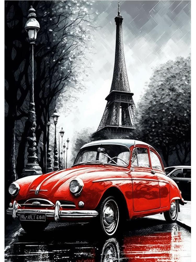 Abstraktes London Paris Bus Auto Eiffelturm Poster Leinwand Malerei Street Art Wand Bild für Wohnzimmer Dekoration