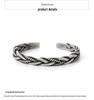 Retro Braided Open Bangle: S925 Silver Plated Unisex Bracelet - Trendy Heavy Industry Design