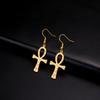Lucktune Vintage Ankh Rune Cross Drop Stainless Steel Earrings for Women Key of Life ,Egypt Nile Key Earrings Jewelry Gifts New