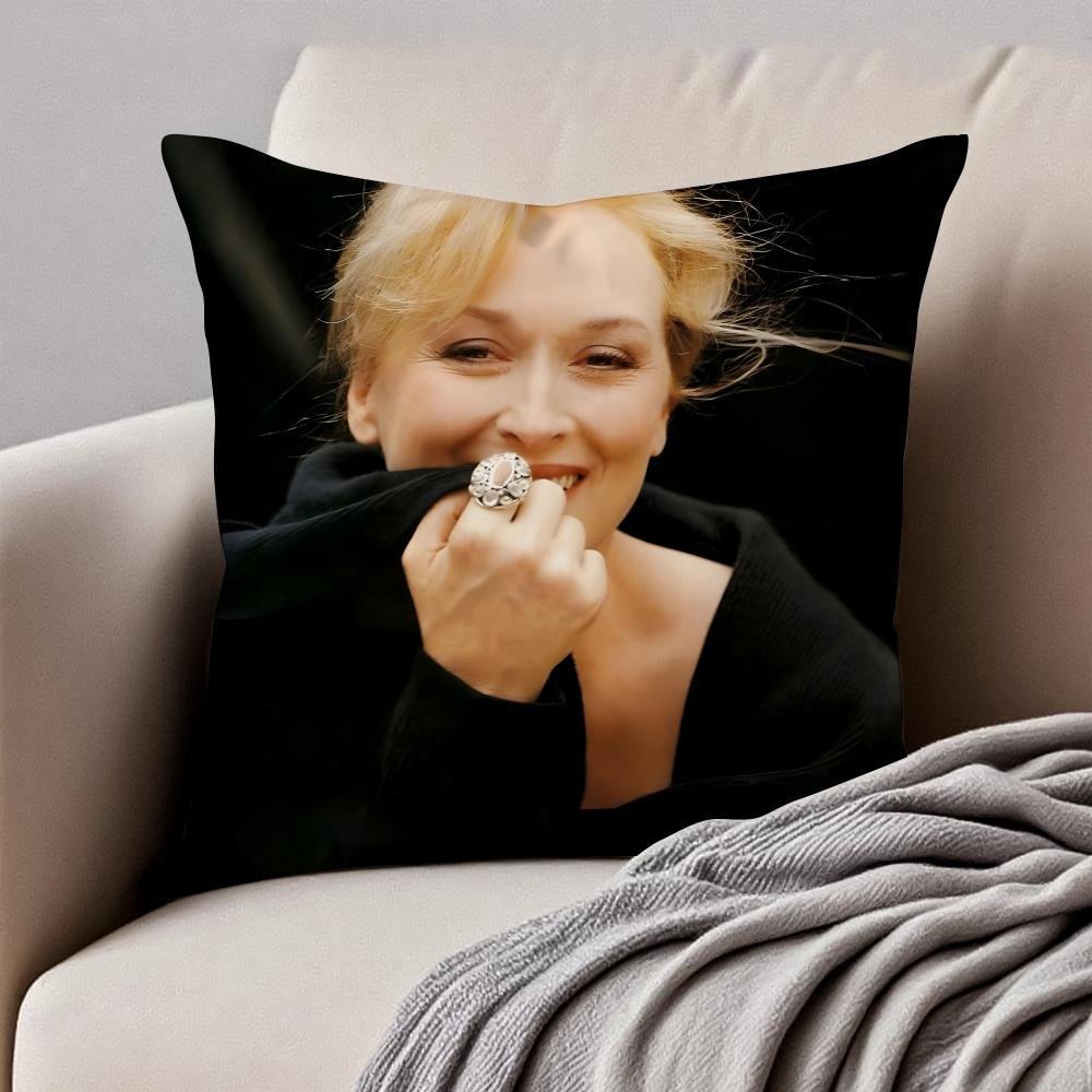 

MMeryl Streep Cushion Cover Pillowcase Antidustmite Invisible Zipper Short Plush Sofa Cushion 30X30cm