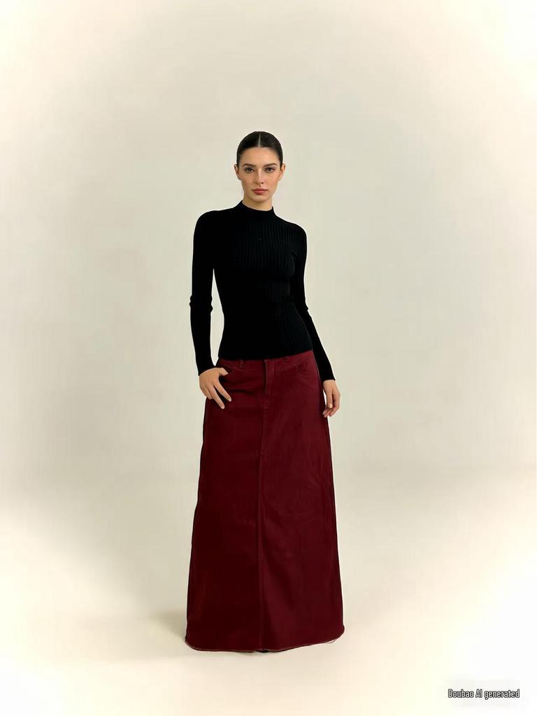 Summer Women's Loose Straight Denim Maxi Skirt - European/American Style