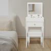 Vanity Table w/ Flip-Top Mirror, Warm White Makeup Vanity with Hidden Storage Compartments & Padded Stool, Sturdy Dressing Table