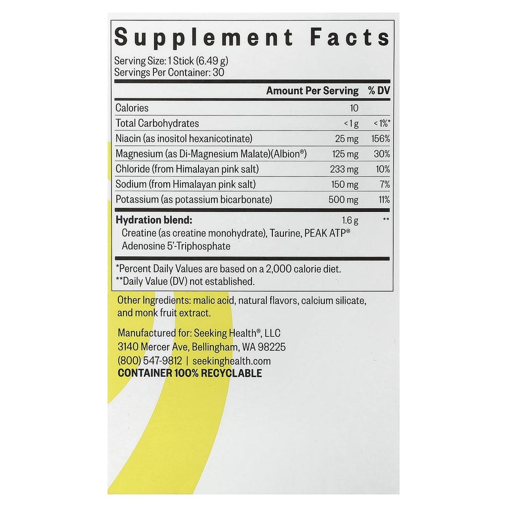 Seeking Health, Optimal Electrolyte, Lemonade, 30 Sticks, 6.49g (0.229oz) Each