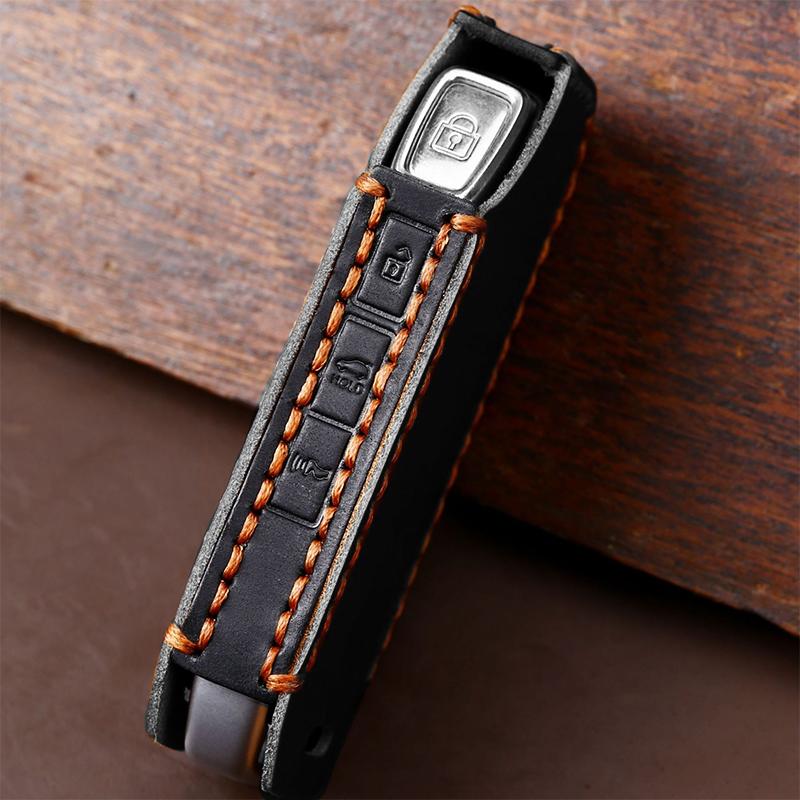 Car Key Case Cover Genuine Leather Keychain Accessories for Kia Ev6 Seltos K5 Sorento Mq4 7 Button Keyring Holder Shell