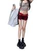 Y2K Spicy Girl Patchwork Denim Ultra-Shorts: Low-Waist, Stretchy, Slim-Fit Women's Hot Pants