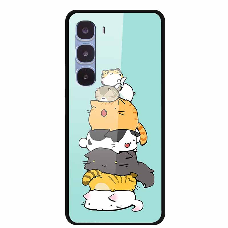Funda de Lujo Para Infinix Hot 60 Pro X6885 Cubierta de Cristal Templado para Fundas de Teléfono Infinix Hot 60 Pro Animales de Moda Protectora Funda