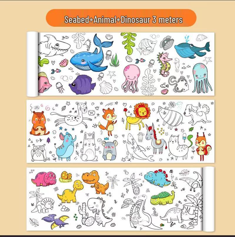 Extra-Large Children's Graffiti Coloring Scroll: Durable Drawing Paper for Kindergarten and Babies