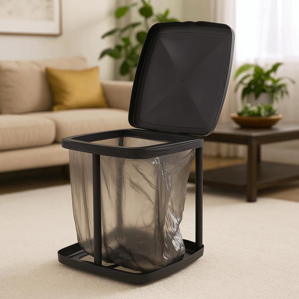 Foldable Trash Bag Holder with Lid Trash Can Holder Multifunctional Rubbish Bin Stand  Kitchen