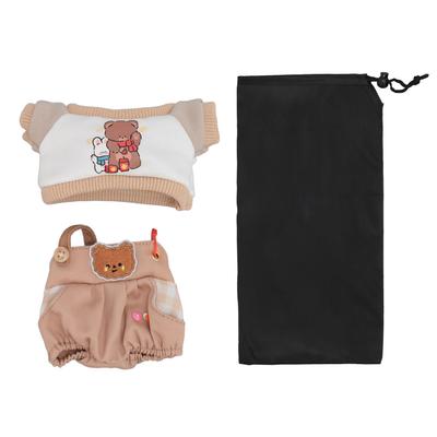 Plüschpuppenkleidung Niedliches Baumwoll-T-Shirt Latzhose Stoffpuppen-Figur Spielzeug Kleidung für 8-Zoll-Puppen