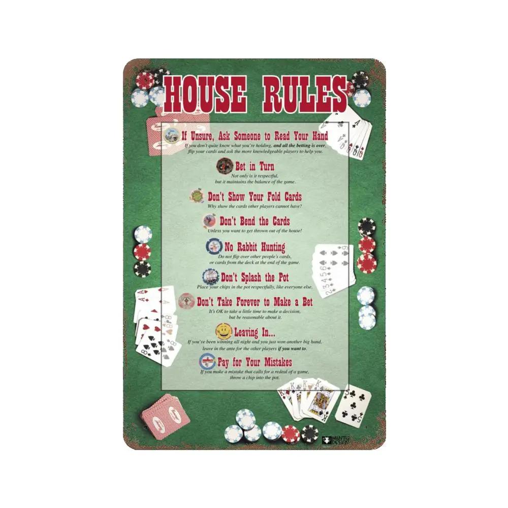 Gewinnende Pokerhand-Ranglisten-Tabelle Poster Vintage Blechschild Metallschild Dekorative Plakette für Pub Bar Man Cave Club Wanddekoration
