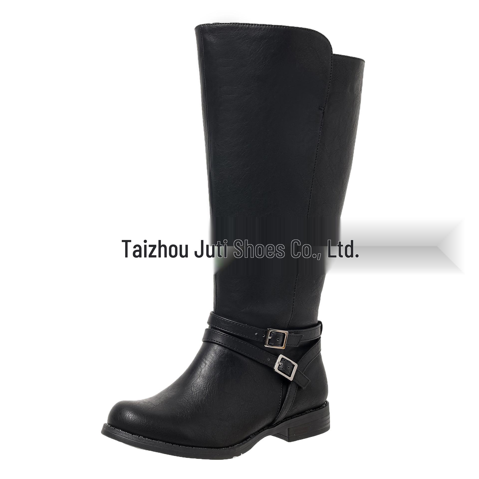 2024 Plus Size Women s Mid-Calf Leather Side Zip Boots US 11 чёрный