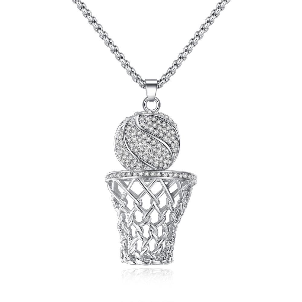 Kreative Halskette, übertriebener europäischer und amerikanischer Schmuck, Basketball-Rahmen-Halskette, atmosphärischer und personalisierter Basketball-Rahmen-Anhänger