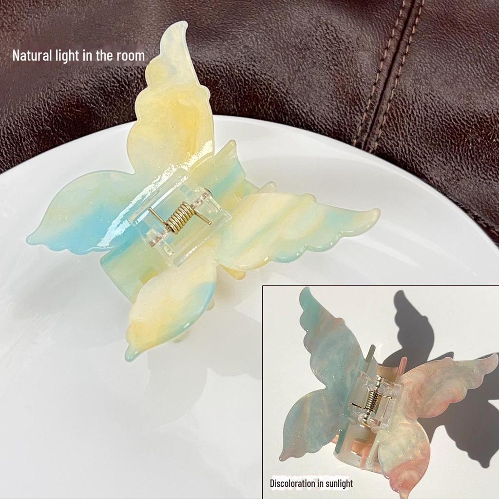 Elegante Pinza para el Cabello de Mariposa que Cambia de Color para Mujer - Dulce Pinza Tiburón de Estilo Coreano